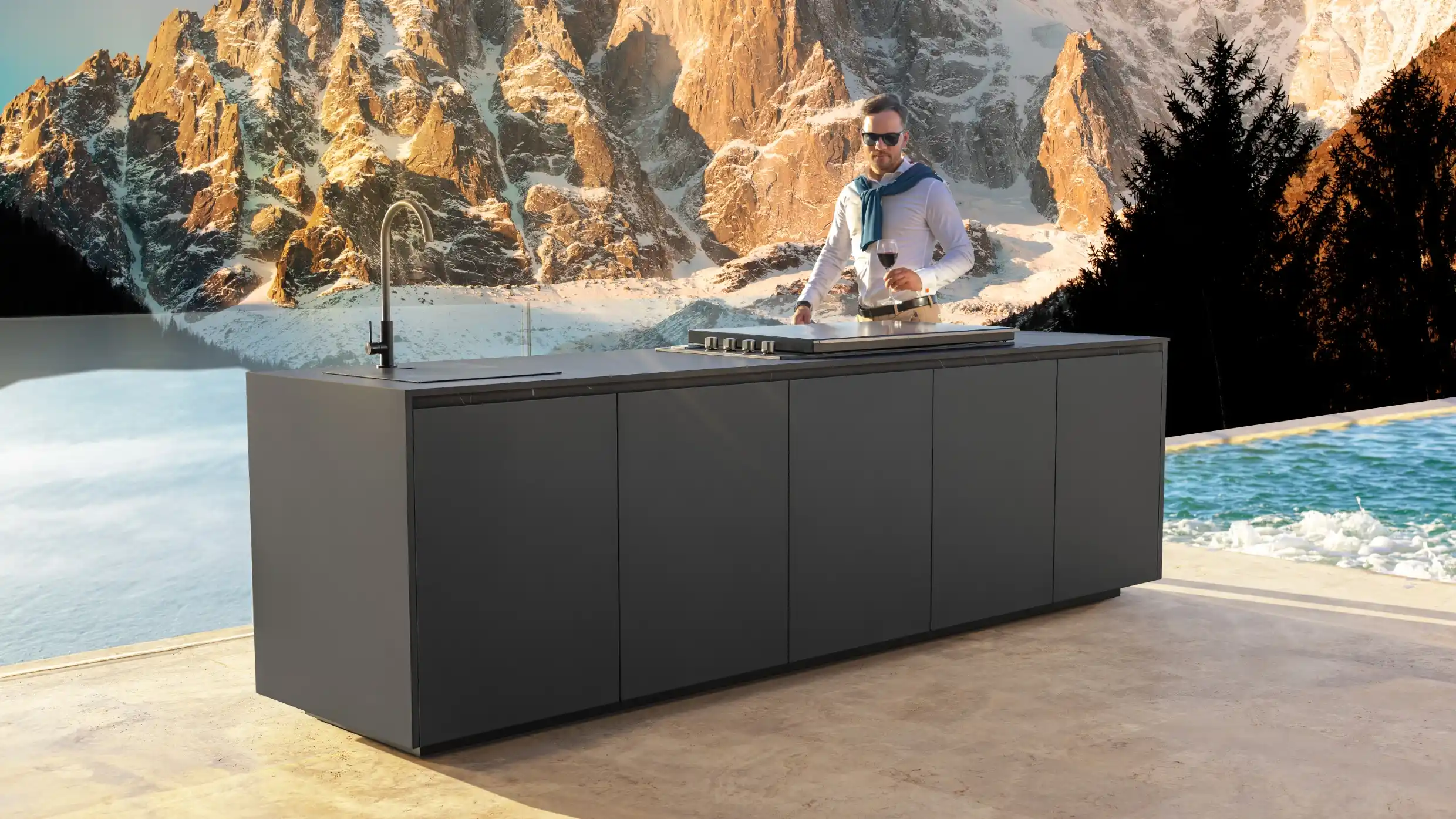 cocina exterior color negro