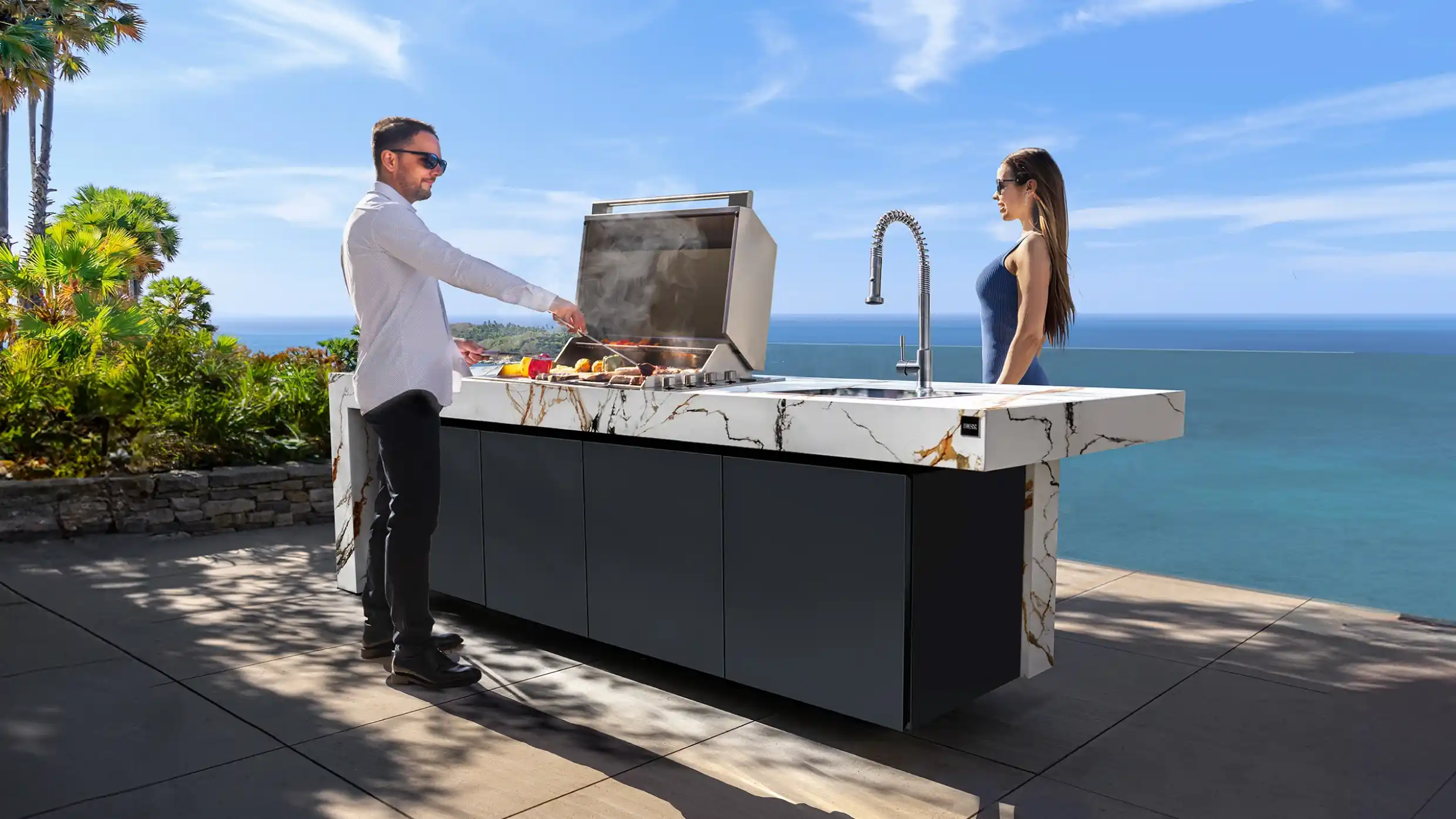 cocina exterior con parrilla
