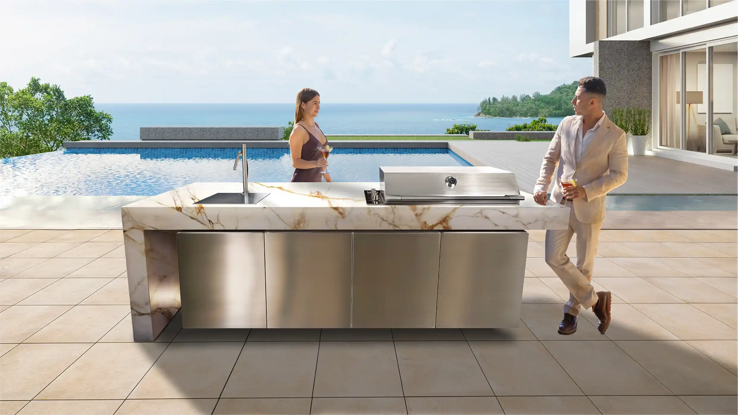 cocinas exteriores con barbacoa