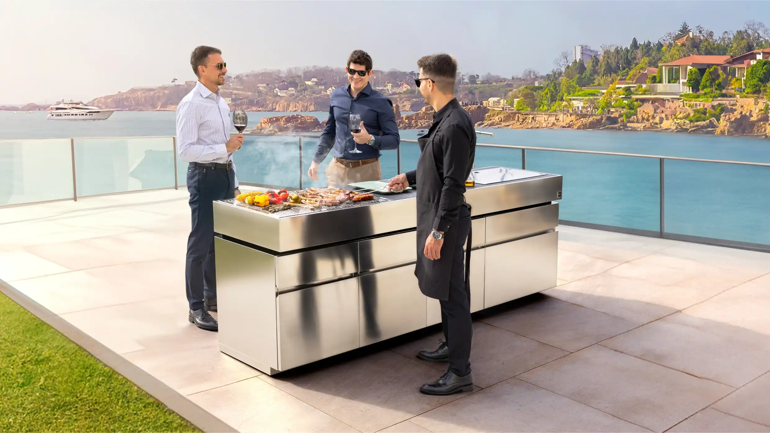 cocina de exterior con barbacoa