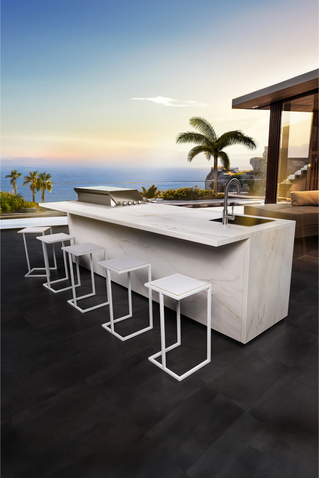 cocina exterior con barra