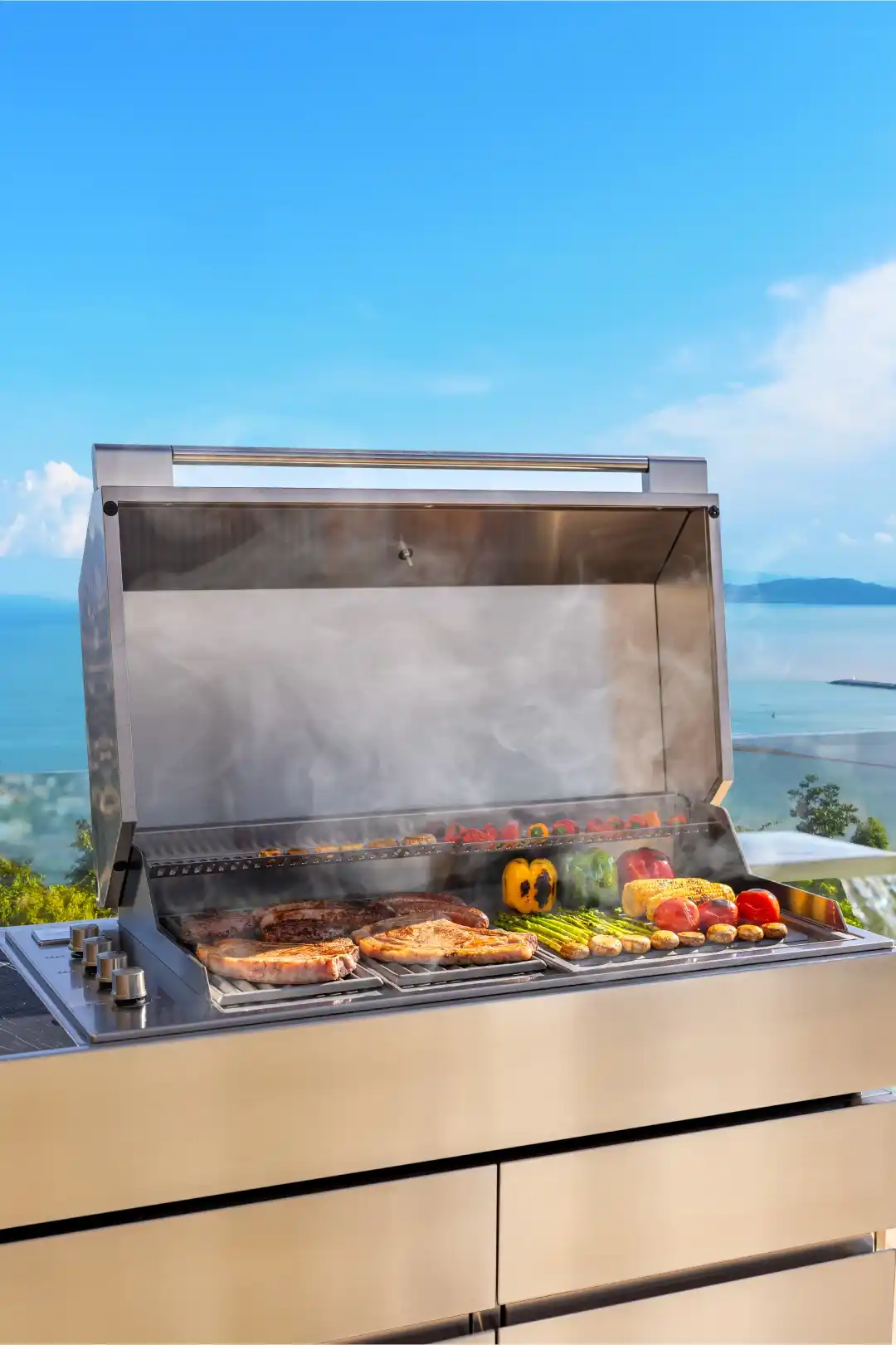 cocina exterior con parrilla