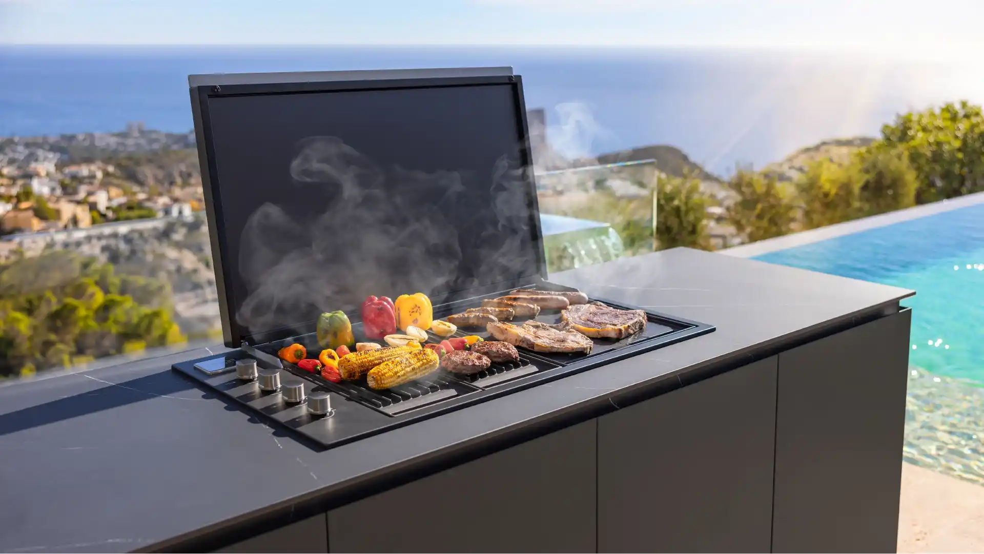 cocina exterior con parrilla