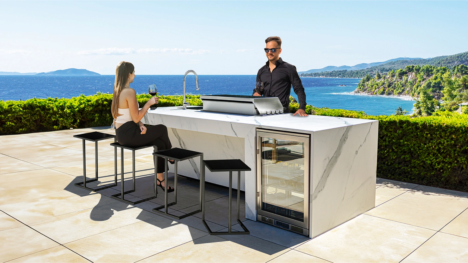 cocina exterior de lujo en terraza