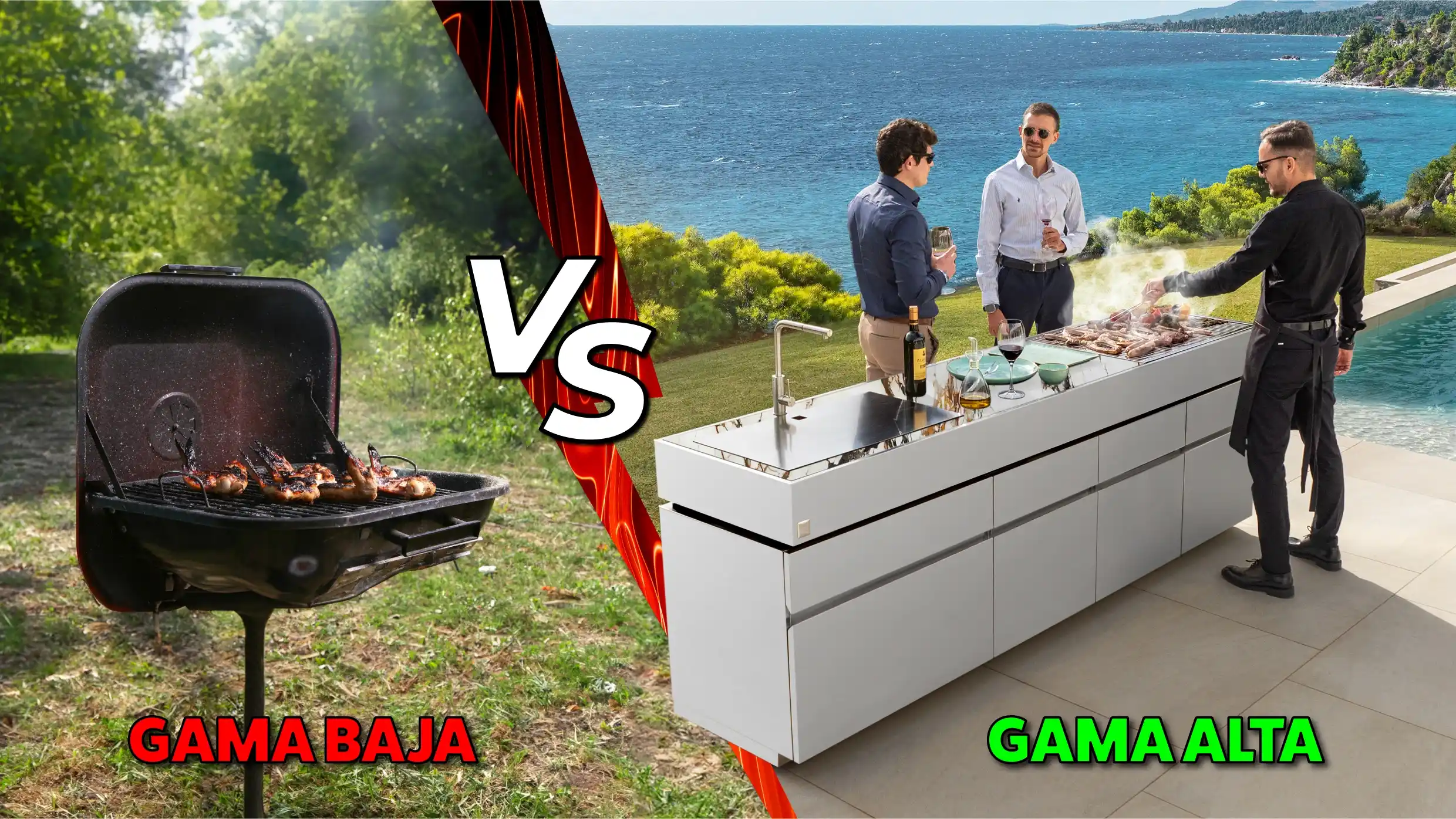 diseños de cocinas de exterior gama baja gama alta
