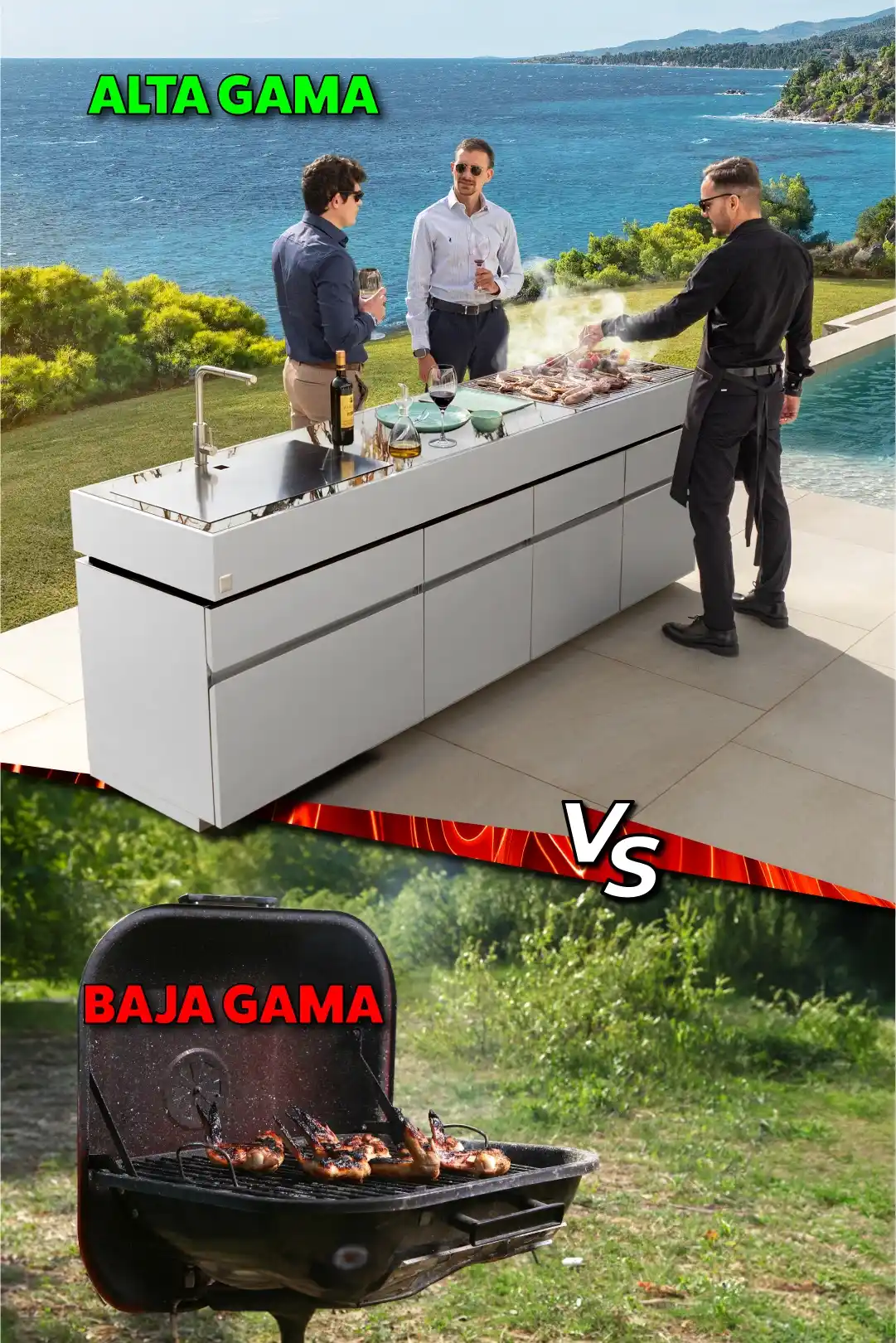 económicos vs de alta gama cocina exterior