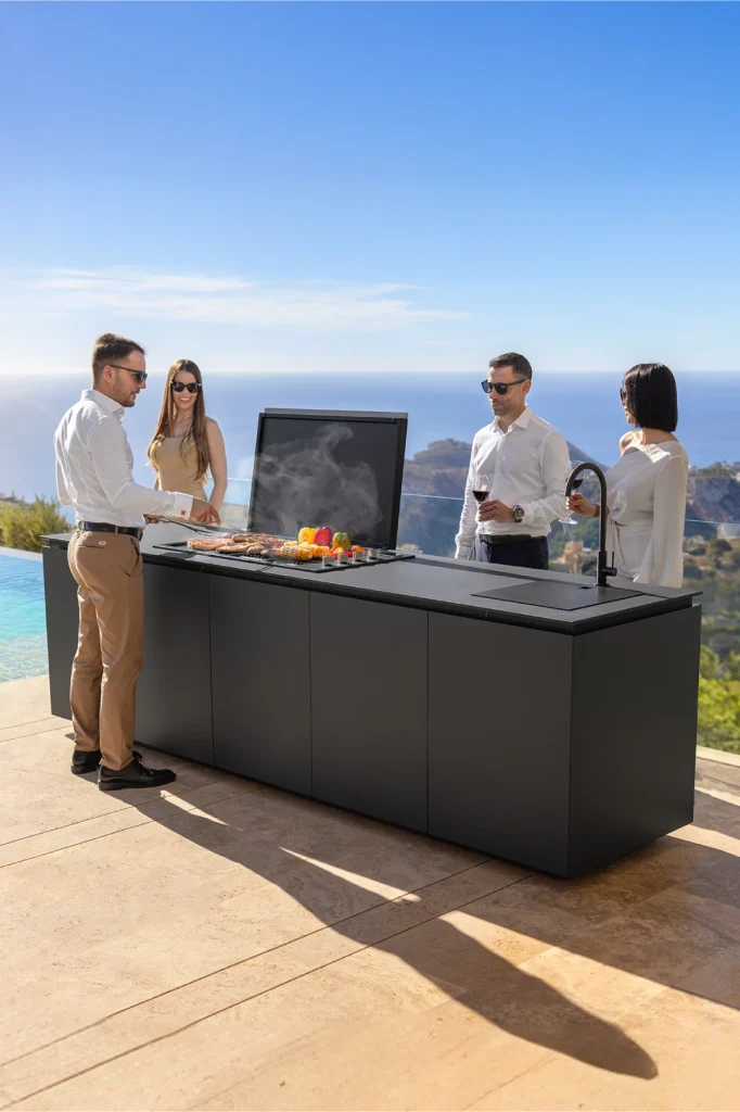 cocina exterior con parrilla