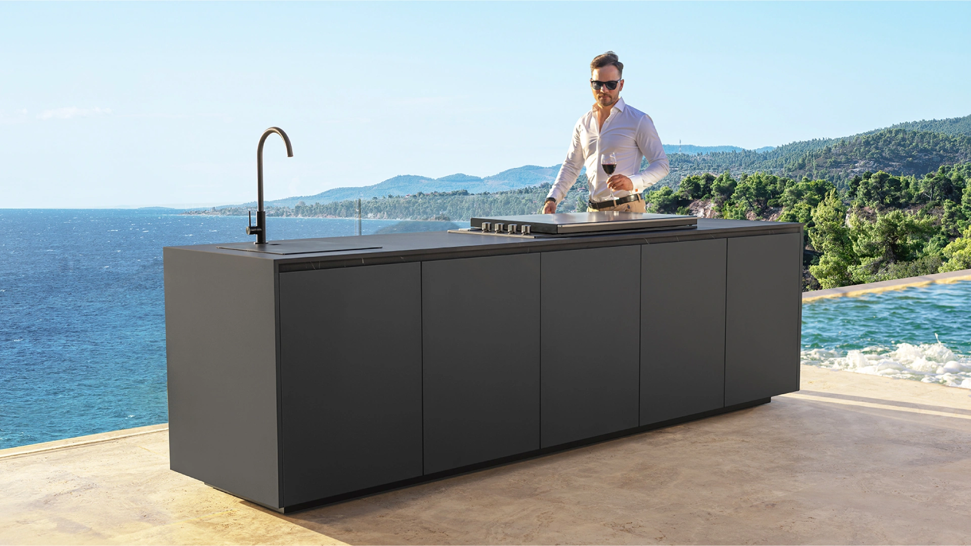 una cocina exterior