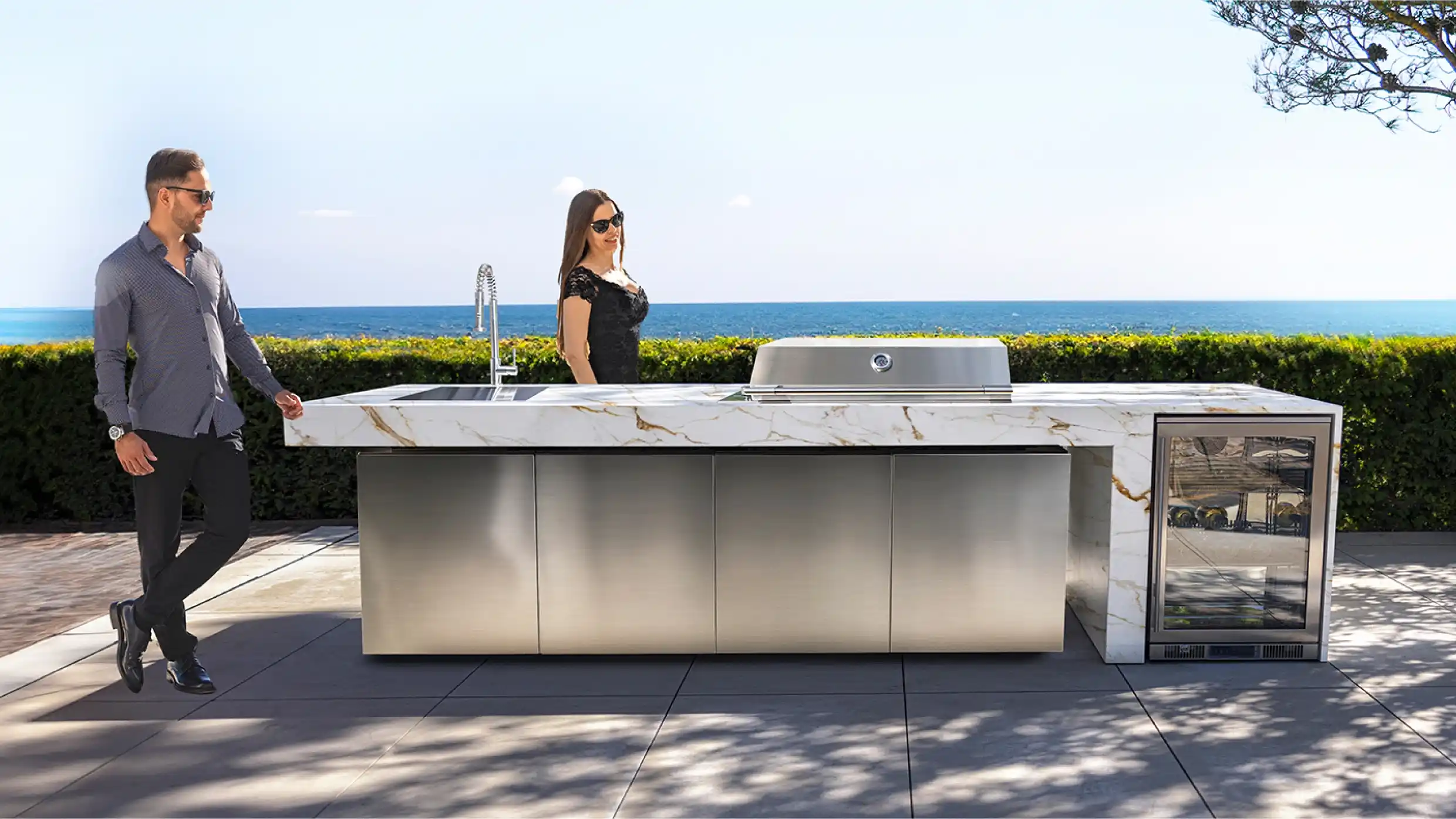 cocina exterior con barbacoa