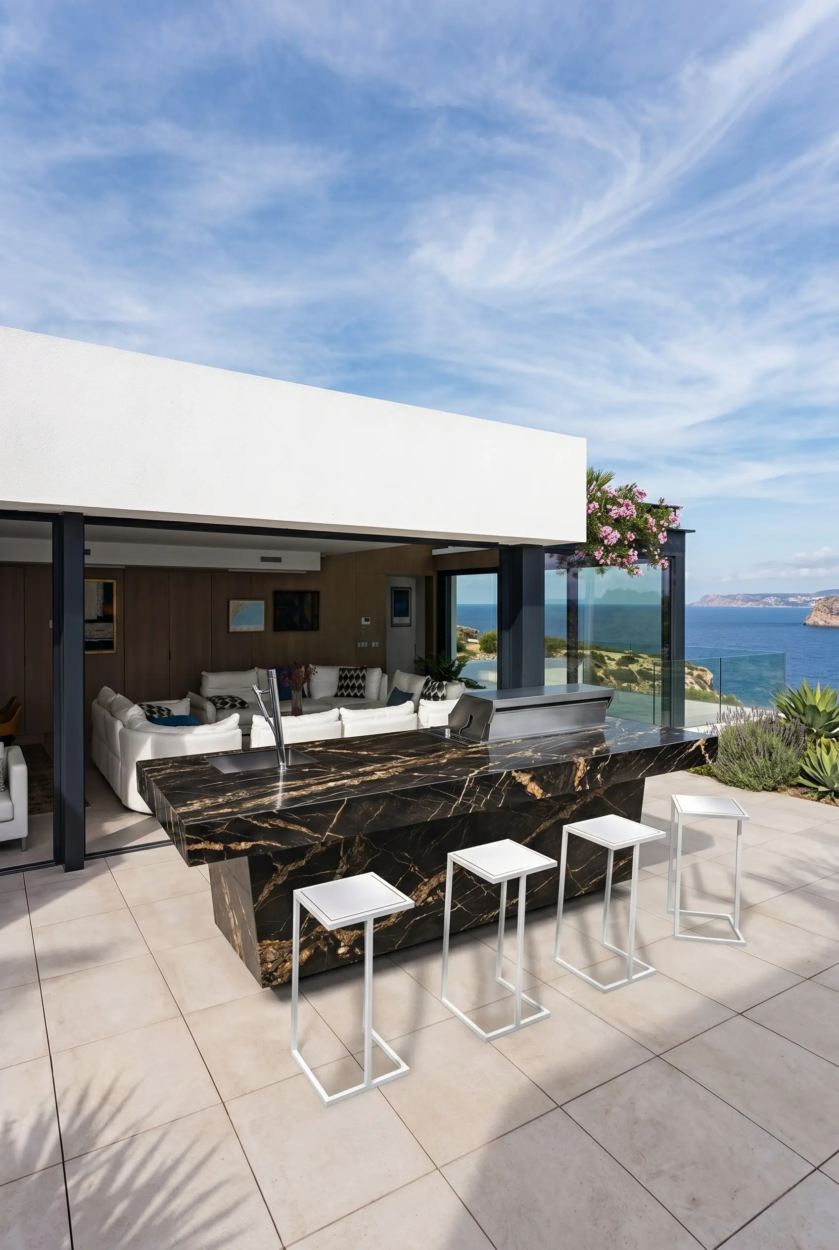 cocina exterior con barra