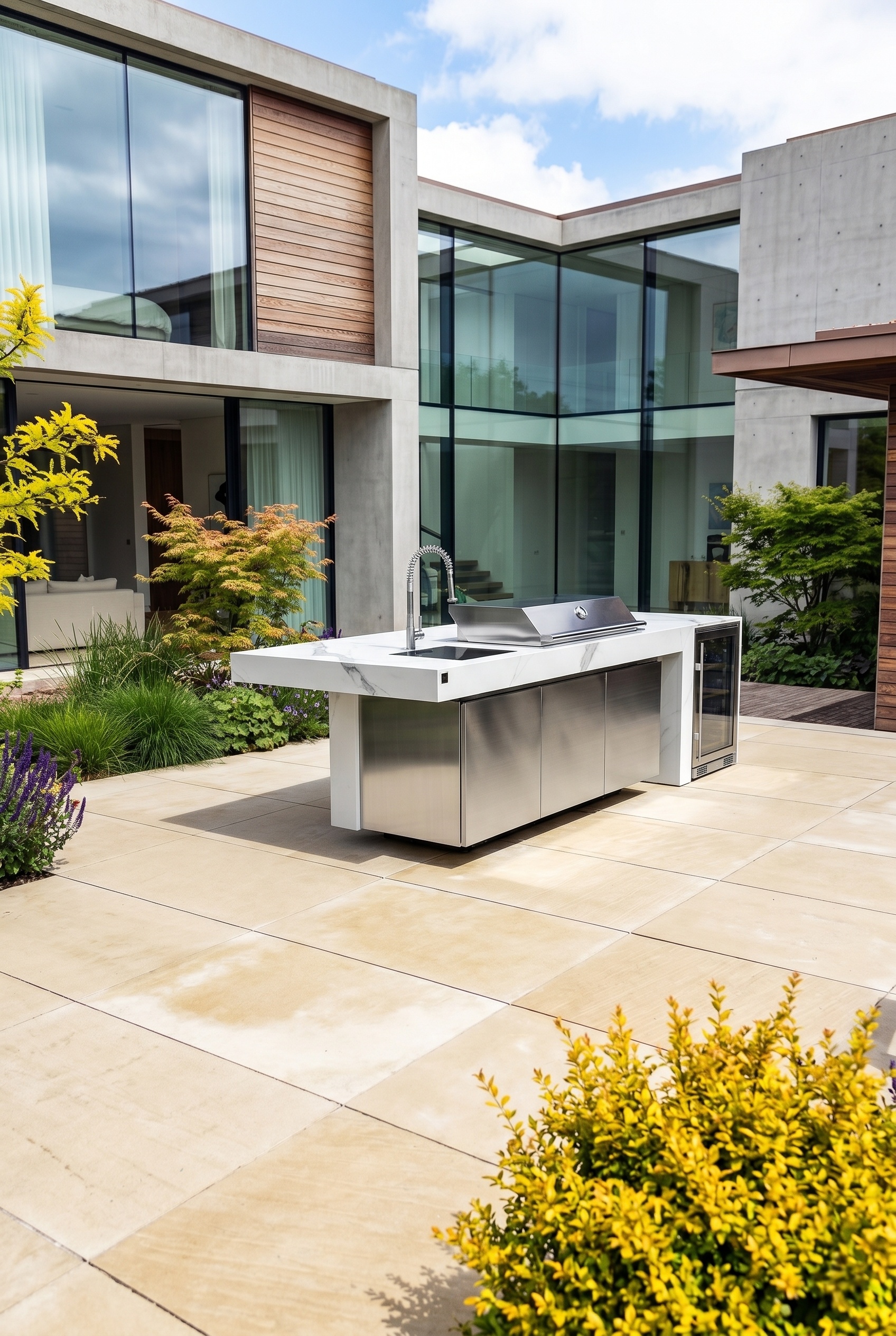 cocina exterior con barra